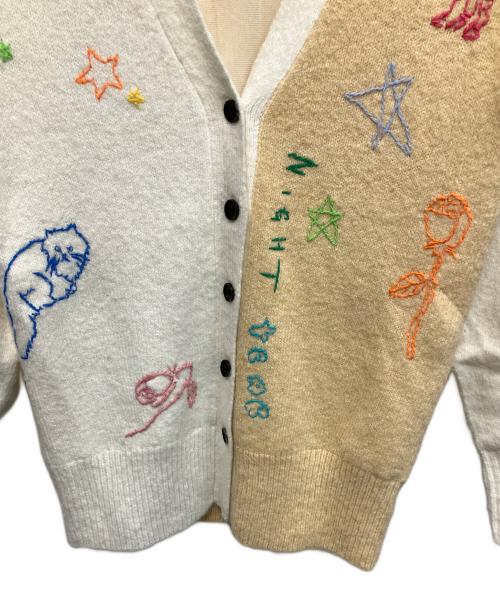 furfur（ファーファー）furfur (ファーファー) 厚手カーディガン ホワイト×ベージュ サイズ:Freeの古着・服飾アイテム