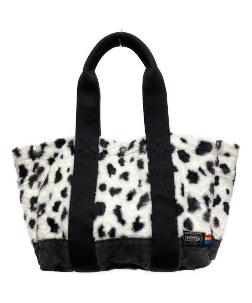 PORTER（ポーター）PORTER (ポーター) PS Pictogram (ピーエス ピクトグラム) アニマル柄 ハンドバッグ ブラック×ホワイトの古着・服飾アイテム