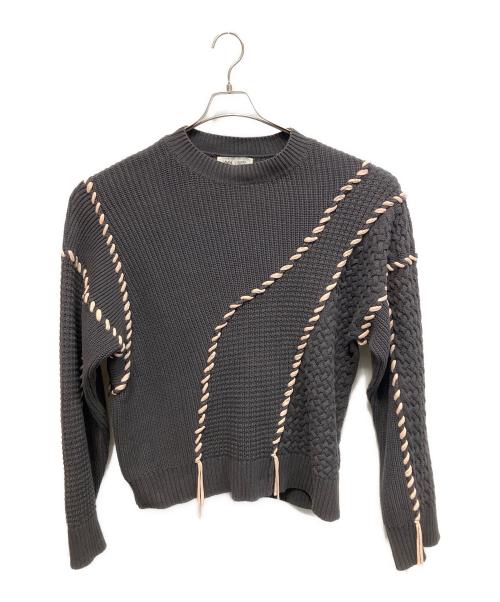 ZARA（ザラ）ZARA (ザラ) MAISON SPECIAL (メゾンスペシャル) コントラストステッチニット 厚手ニット グレー サイズ:US Sの古着・服飾アイテム