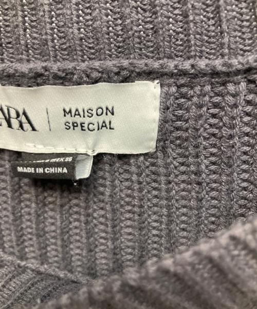 ZARA（ザラ）ZARA (ザラ) MAISON SPECIAL (メゾンスペシャル) コントラストステッチニット 厚手ニット グレー サイズ:US Sの古着・服飾アイテム