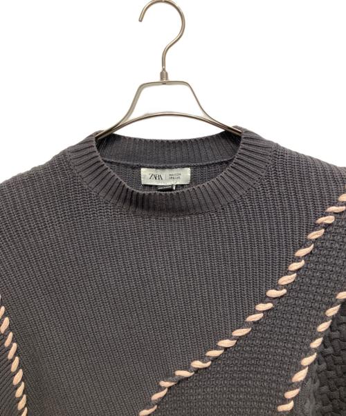 ZARA（ザラ）ZARA (ザラ) MAISON SPECIAL (メゾンスペシャル) コントラストステッチニット 厚手ニット グレー サイズ:US Sの古着・服飾アイテム
