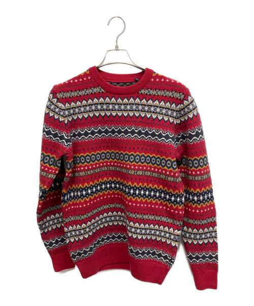 Barbour（バブアー）Barbour (バブアー) 総柄ニット レッド サイズ:Sの古着・服飾アイテム