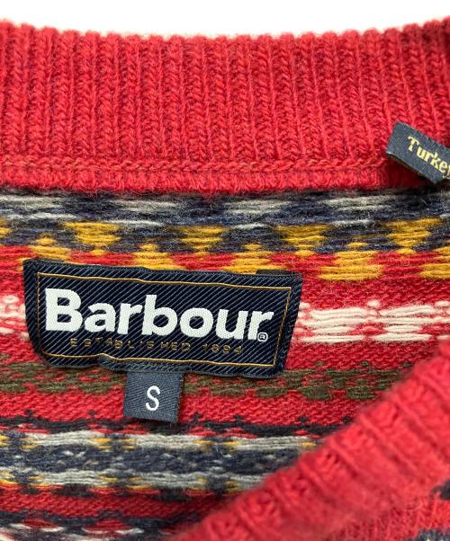 Barbour（バブアー）Barbour (バブアー) 総柄ニット レッド サイズ:Sの古着・服飾アイテム