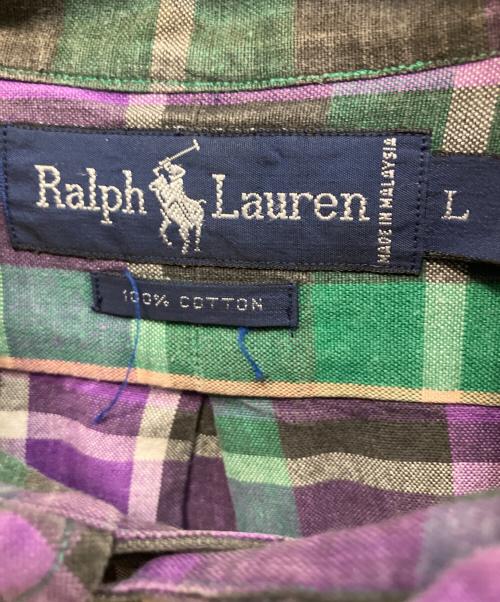 RALPH LAUREN（ラルフローレン）RALPH LAUREN (ラルフローレン) 長袖シャツ グリーン×パープル サイズ:Lの古着・服飾アイテム