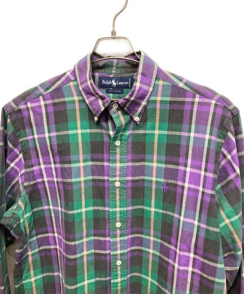 RALPH LAUREN（ラルフローレン）RALPH LAUREN (ラルフローレン) 長袖シャツ グリーン×パープル サイズ:Lの古着・服飾アイテム