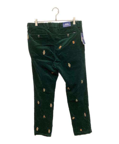POLO RALPH LAUREN（ポロ・ラルフローレン）POLO RALPH LAUREN (ポロ・ラルフローレン) 総柄 刺繍 コーデュロイパンツ グリーン サイズ:W34の古着・服飾アイテム