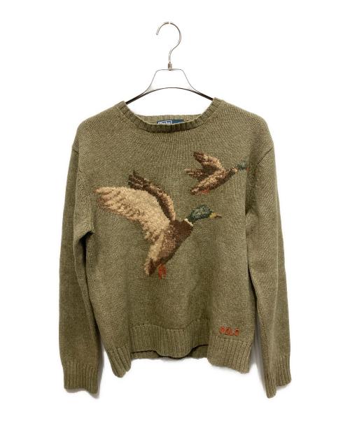 POLO RALPH LAUREN（ポロ・ラルフローレン）POLO RALPH LAUREN (ポロ・ラルフローレン) 鴨柄 ニット カーキ サイズ:Lの古着・服飾アイテム