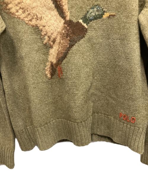 POLO RALPH LAUREN（ポロ・ラルフローレン）POLO RALPH LAUREN (ポロ・ラルフローレン) 鴨柄 ニット カーキ サイズ:Lの古着・服飾アイテム