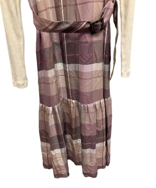 BLUE LABEL CRESTBRIDGE（ブルーレーベルクレストブリッジ）BLUE LABEL CRESTBRIDGE (ブルーレーベルクレストブリッジ) ドビーカラーペンテレココンビドレ 長袖ワンピース ピンク サイズ:36の古着・服飾アイテム