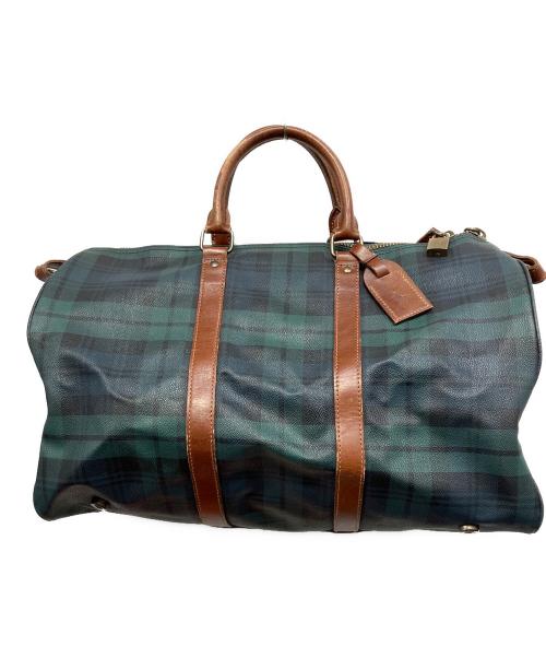 POLO RALPH LAUREN（ポロ・ラルフローレン）POLO RALPH LAUREN (ポロ・ラルフローレン) タータンチェック柄 ボストンバッグ グリーン×ネイビーの古着・服飾アイテム