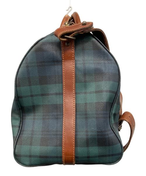 POLO RALPH LAUREN（ポロ・ラルフローレン）POLO RALPH LAUREN (ポロ・ラルフローレン) タータンチェック柄 ボストンバッグ グリーン×ネイビーの古着・服飾アイテム