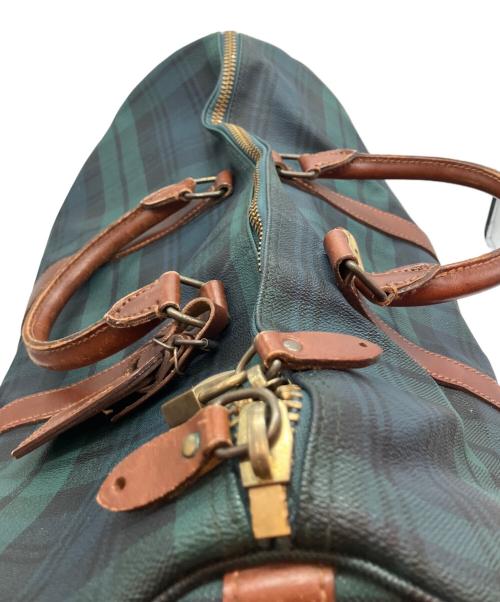 POLO RALPH LAUREN（ポロ・ラルフローレン）POLO RALPH LAUREN (ポロ・ラルフローレン) タータンチェック柄 ボストンバッグ グリーン×ネイビーの古着・服飾アイテム