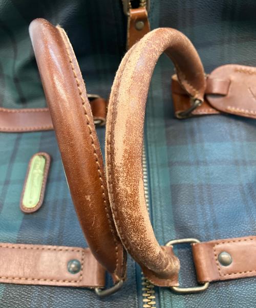 POLO RALPH LAUREN（ポロ・ラルフローレン）POLO RALPH LAUREN (ポロ・ラルフローレン) タータンチェック柄 ボストンバッグ グリーン×ネイビーの古着・服飾アイテム