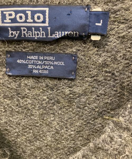 POLO RALPH LAUREN（ポロ・ラルフローレン）POLO RALPH LAUREN (ポロ・ラルフローレン) Vネック 90's エルボーパッチ 厚手ニット グレー サイズ:Lの古着・服飾アイテム
