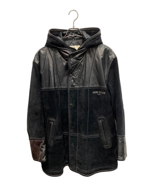PIERRE BALMAIN（ピエール バルマン）PIERRE BALMAIN (ピエール バルマン) レザー 切替ジャケット ブラック サイズ:XLの古着・服飾アイテム