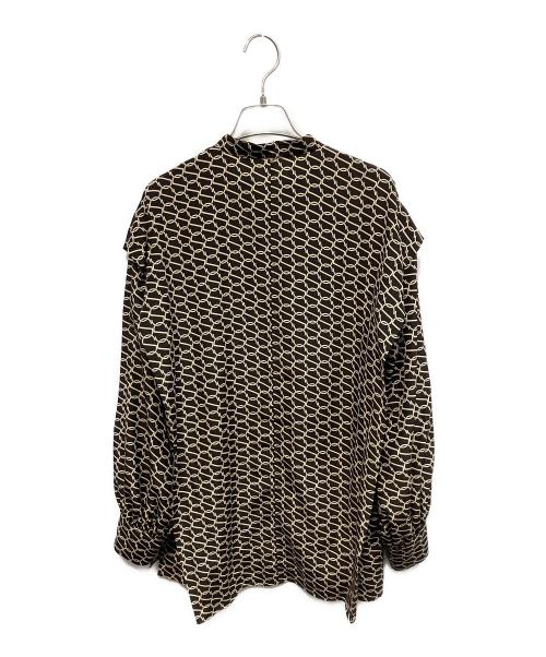 Spick and Span（スピックアンドスパン）Spick and Span (スピックアンドスパン) モノグラムプリントレイヤースリーブブラウス 長袖ブラウス ブラック×ベージュ サイズ:Freeの古着・服飾アイテム