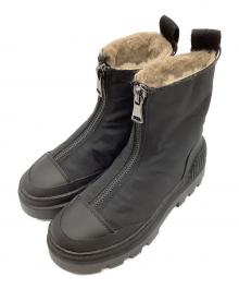 ZARA（ザラ）の古着「フラットプラットフォームレザーブーツ」｜ブラック