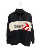 graniphグラニフ）の古着「ゴーストバスター ハーフジップスウェット」｜ブラック×ホワイト