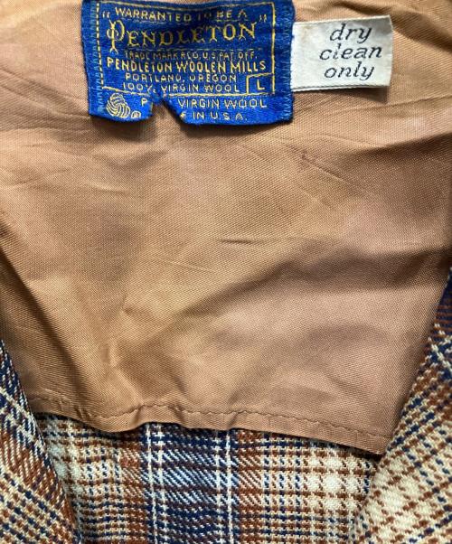 PENDLETON（ペンドルトン）PENDLETON (ペンドルトン) 70s チェック柄 3Bウールチェックジャケット ブラウン サイズ:Lの古着・服飾アイテム