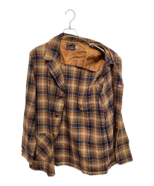 PENDLETON（ペンドルトン）PENDLETON (ペンドルトン) 70s チェック柄 3Bウールチェックジャケット ブラウン サイズ:Lの古着・服飾アイテム