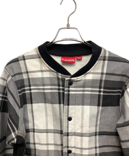 SUPREME（シュプリーム）SUPREME (シュプリーム) 14FW Plaid Snap Front Sweat スタジャン ホワイト×ブラック サイズ:Mの古着・服飾アイテム