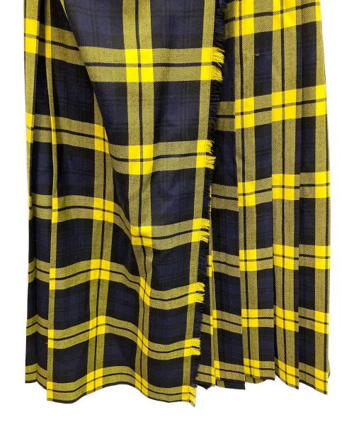 O'NEIL OF DUBLIN（オニールオブダブリン）O'NEIL OF DUBLIN (オニールオブダブリン) ウールチェックラップスカート ロングスカート ネイビー×イエロー サイズ:US 8の古着・服飾アイテム