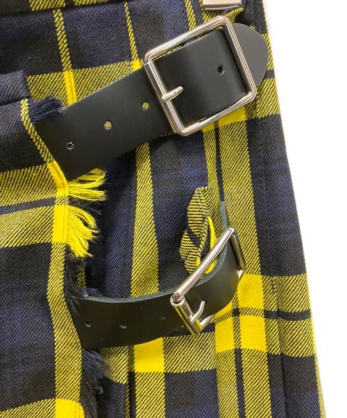 O'NEIL OF DUBLIN（オニールオブダブリン）O'NEIL OF DUBLIN (オニールオブダブリン) ウールチェックラップスカート ロングスカート ネイビー×イエロー サイズ:US 8の古着・服飾アイテム