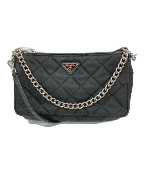 PRADA（プラダ）PRADA (プラダ) 	キルティングナイロン2WAYチェーンショルダーバッグ ブラックの古着・服飾アイテム