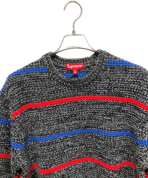 SUPREME（シュプリーム）SUPREME (シュプリーム) ワッフル スモールボックス セーター ストライプ FW24 厚手ニット ブラック サイズ:Mの古着・服飾アイテム
