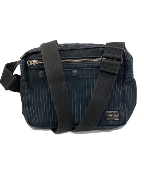 PORTER（ポーター）PORTER (ポーター) ストライプ ショルダーバッグ ブラックの古着・服飾アイテム