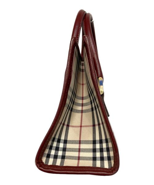 BURBERRY（バーバリー）BURBERRY (バーバリー) ノバチェックハンドバッグ レッドの古着・服飾アイテム