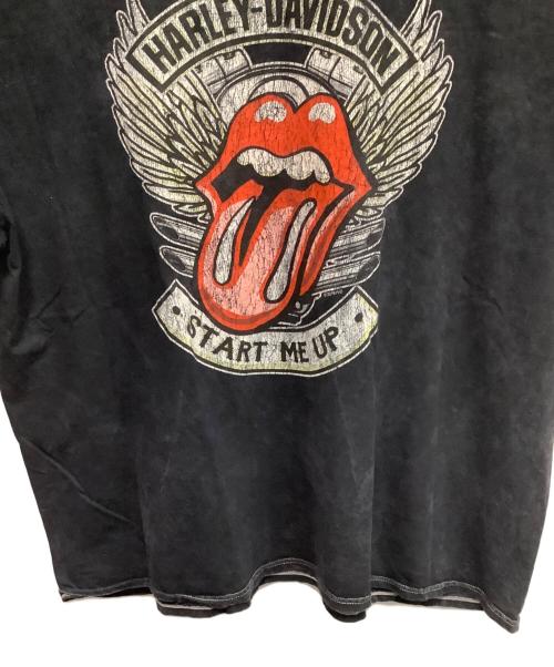 HARLEY-DAVIDSON（ハーレーダビッドソン）HARLEY-DAVIDSON (ハーレーダビッドソン) Rolling Stones Start Me Up Short Sleeve Tee - Washed Black 半袖カットソー ブラック サイズ:3XLの古着・服飾アイテム