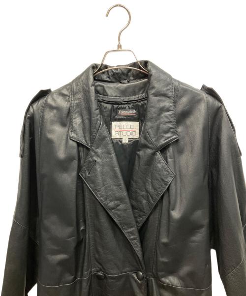 Thinsulate（シンサレート）Thinsulate (シンサレート) PELLE STUDIO (ペレ スタジオ) レザーコート ブラック サイズ:Mの古着・服飾アイテム