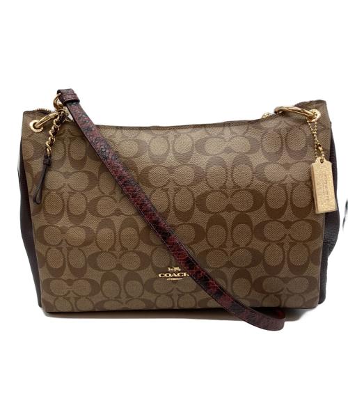 COACH（コーチ）COACH (コーチ) シグネチャー 2WAYバッグ ベージュ×ブラウンの古着・服飾アイテム