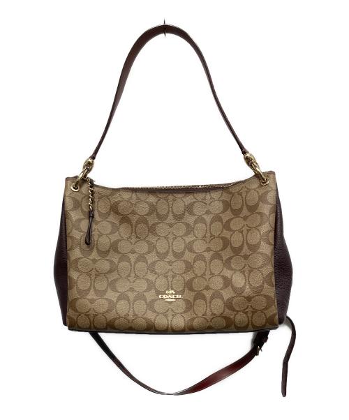 COACH（コーチ）COACH (コーチ) シグネチャー 2WAYバッグ ベージュ×ブラウンの古着・服飾アイテム