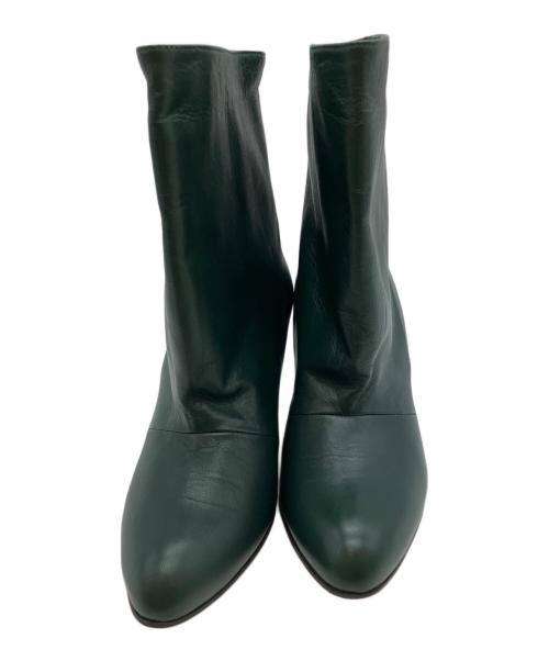NEBULONIE（ネブローニ）NEBULONIE (ネブローニ) レザーショートブーツ グリーン サイズ:38の古着・服飾アイテム