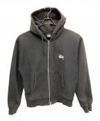 stussyステューシー）の古着「Basic Stussy Full Zip Hooded（ベーシック ステューシー ジップ フーディー）」｜ブラック