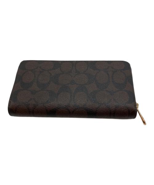 COACH（コーチ）COACH (コーチ) ロング ジップ アラウンド ウォレット シグネチャー キャンバス 長財布 ブラウン×ブラックの古着・服飾アイテム