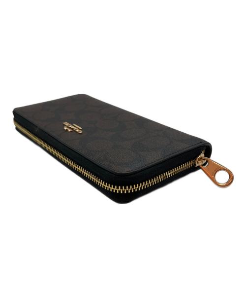 COACH（コーチ）COACH (コーチ) ロング ジップ アラウンド ウォレット シグネチャー キャンバス 長財布 ブラウン×ブラックの古着・服飾アイテム
