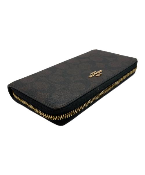 COACH（コーチ）COACH (コーチ) ロング ジップ アラウンド ウォレット シグネチャー キャンバス 長財布 ブラウン×ブラックの古着・服飾アイテム