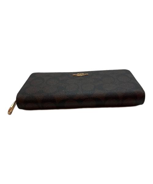 COACH（コーチ）COACH (コーチ) ロング ジップ アラウンド ウォレット シグネチャー キャンバス 長財布 ブラウン×ブラックの古着・服飾アイテム