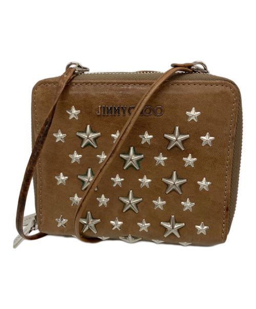 JIMMY CHOO（ジミーチュウ）JIMMY CHOO (ジミーチュウ) スタッズ ショルダーウォレット ブラウンの古着・服飾アイテム