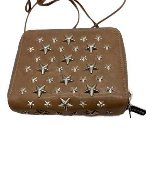 JIMMY CHOO（ジミーチュウ）JIMMY CHOO (ジミーチュウ) スタッズ ショルダーウォレット ブラウンの古着・服飾アイテム