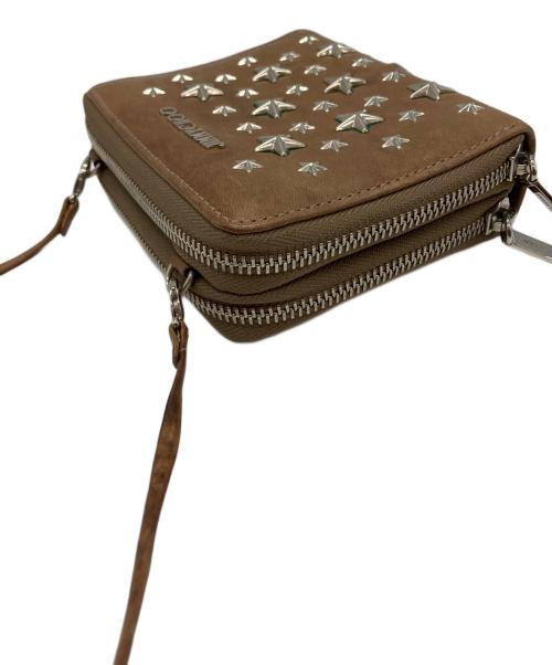 JIMMY CHOO（ジミーチュウ）JIMMY CHOO (ジミーチュウ) スタッズ ショルダーウォレット ブラウンの古着・服飾アイテム