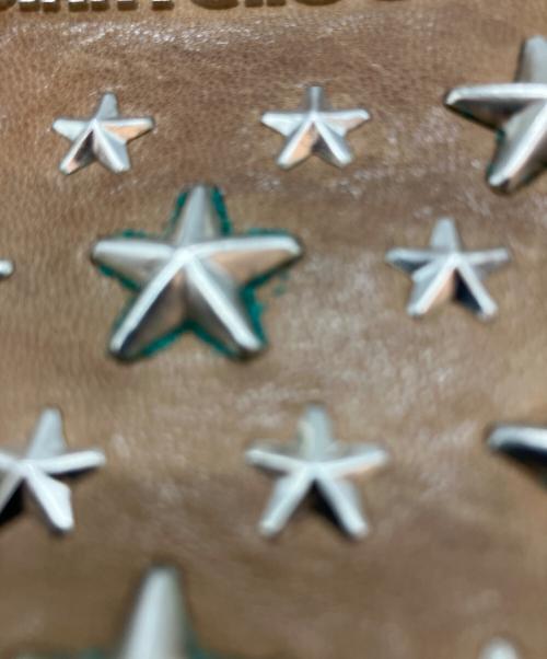 JIMMY CHOO（ジミーチュウ）JIMMY CHOO (ジミーチュウ) スタッズ ショルダーウォレット ブラウンの古着・服飾アイテム