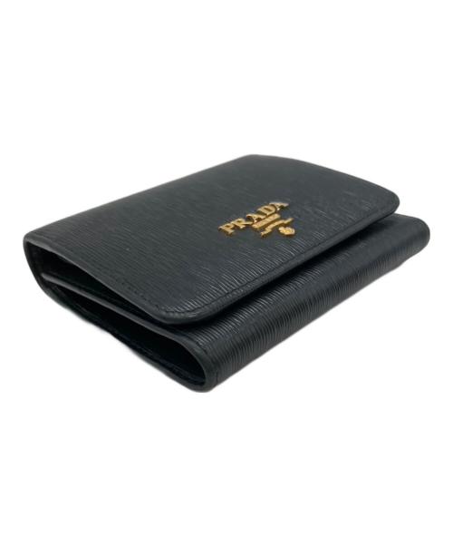 PRADA（プラダ）PRADA (プラダ) サフィアーノ 3つ折り財布 ブラックの古着・服飾アイテム