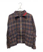 PHINGERINフィンガリン）の古着「チェック ジップアップジャケット」｜ブラウン×ネイビー