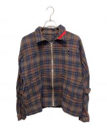 PHINGERIN（フィンガリン）の古着「チェック ジップアップジャケット」｜ブラウン×ネイビー
