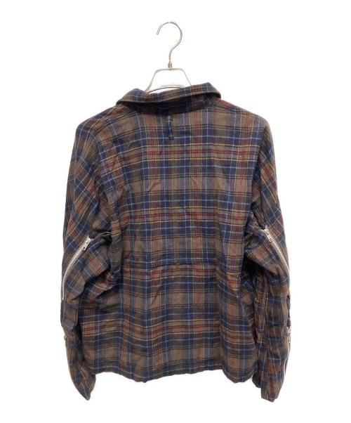PHINGERIN（フィンガリン）PHINGERIN (フィンガリン) チェック ジップアップジャケット ブラウン×ネイビー サイズ:Lの古着・服飾アイテム