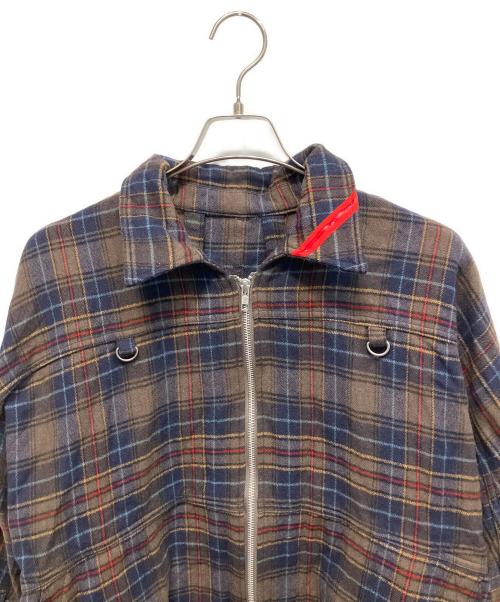 PHINGERIN（フィンガリン）PHINGERIN (フィンガリン) チェック ジップアップジャケット ブラウン×ネイビー サイズ:Lの古着・服飾アイテム